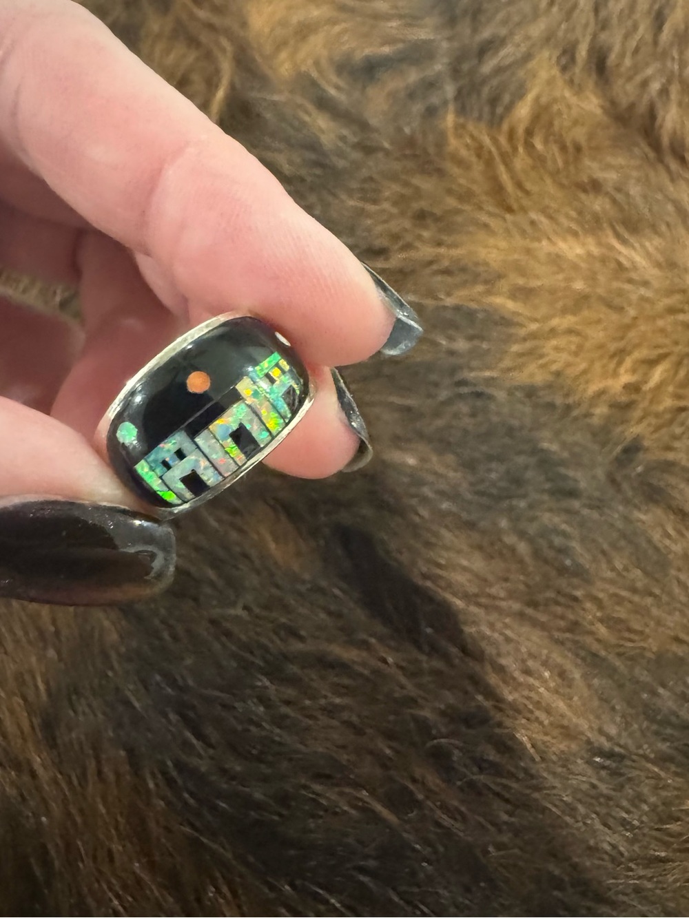 Pueblo Style Sterling Silver Inlay Ring